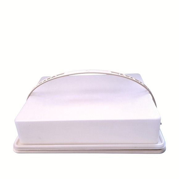 Tupperware Cake Taker Carrier Server Square Beige Vintage Party Picnic Container - Picture 1 of 11